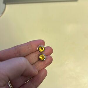 Alex and Ani Yellow stone “energy” stone silver stud earrings